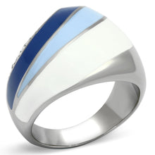 Load image into Gallery viewer, TK809 - High polished (no plating) Stainless Steel Ring with Top Grade Crystal  in Clear