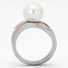 Load image into Gallery viewer, TK810 - High polished (no plating) Stainless Steel Ring with Synthetic Pearl in White