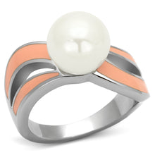 Load image into Gallery viewer, TK810 - High polished (no plating) Stainless Steel Ring with Synthetic Pearl in White