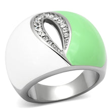 Load image into Gallery viewer, TK811 - High polished (no plating) Stainless Steel Ring with Top Grade Crystal  in Clear