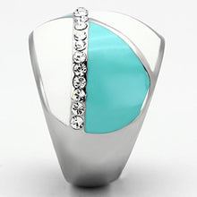 Load image into Gallery viewer, TK812 - High polished (no plating) Stainless Steel Ring with Top Grade Crystal  in Clear