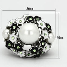 Load image into Gallery viewer, TK818 - High polished (no plating) Stainless Steel Ring with Synthetic Pearl in White