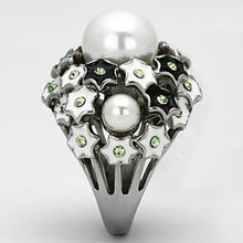 Load image into Gallery viewer, TK818 - High polished (no plating) Stainless Steel Ring with Synthetic Pearl in White