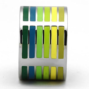 TK819 - High polished (no plating) Stainless Steel Ring with Epoxy  in Multi Color