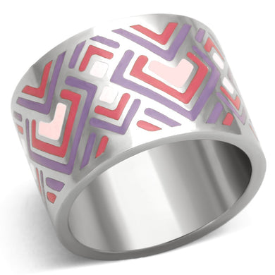 TK823 - High polished (no plating) Stainless Steel Ring with Epoxy  in Multi Color