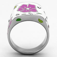 Load image into Gallery viewer, TK830 - High polished (no plating) Stainless Steel Ring with Top Grade Crystal  in Clear