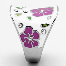 Load image into Gallery viewer, TK830 - High polished (no plating) Stainless Steel Ring with Top Grade Crystal  in Clear