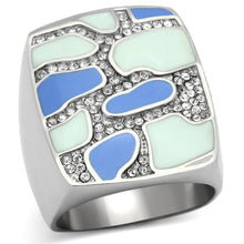 Load image into Gallery viewer, TK832 - High polished (no plating) Stainless Steel Ring with Top Grade Crystal  in Clear