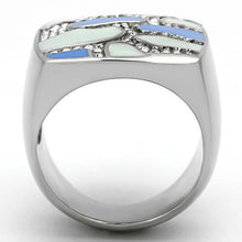 Load image into Gallery viewer, TK832 - High polished (no plating) Stainless Steel Ring with Top Grade Crystal  in Clear