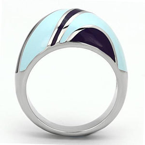 TK835 - High polished (no plating) Stainless Steel Ring with Epoxy  in Multi Color