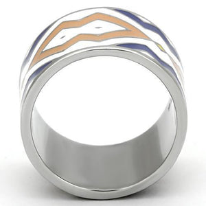 TK841 - High polished (no plating) Stainless Steel Ring with Epoxy  in Multi Color