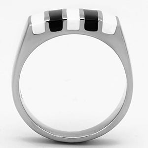 TK849 - High polished (no plating) Stainless Steel Ring with Epoxy  in Multi Color