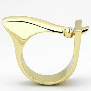 TK853 - IP Gold(Ion Plating) Stainless Steel Ring with Top Grade Crystal  in Clear