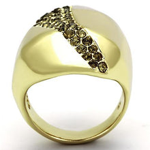 Load image into Gallery viewer, TK854 - IP Gold(Ion Plating) Stainless Steel Ring with Top Grade Crystal  in Smoked Quartz