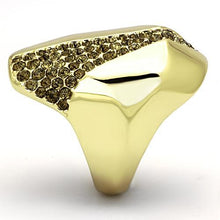 Load image into Gallery viewer, TK854 - IP Gold(Ion Plating) Stainless Steel Ring with Top Grade Crystal  in Smoked Quartz