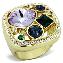 Load image into Gallery viewer, TK855 - IP Gold(Ion Plating) Stainless Steel Ring with Top Grade Crystal  in Multi Color