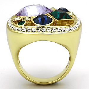 TK855 - IP Gold(Ion Plating) Stainless Steel Ring with Top Grade Crystal  in Multi Color