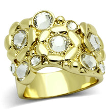 Load image into Gallery viewer, TK856 - IP Gold(Ion Plating) Stainless Steel Ring with Top Grade Crystal  in Clear