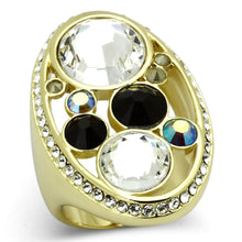 Load image into Gallery viewer, TK857 - IP Gold(Ion Plating) Stainless Steel Ring with Top Grade Crystal  in Multi Color