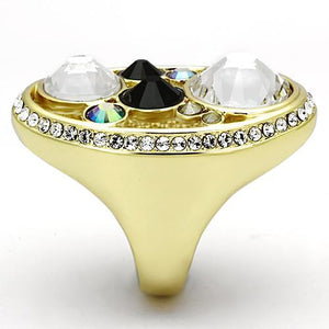 TK857 - IP Gold(Ion Plating) Stainless Steel Ring with Top Grade Crystal  in Multi Color