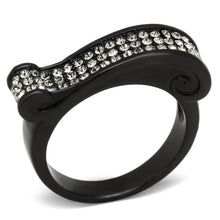 Load image into Gallery viewer, TK862 - IP Black(Ion Plating) Stainless Steel Ring with Top Grade Crystal  in Black Diamond