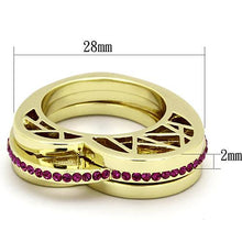 Load image into Gallery viewer, TK863 - IP Gold(Ion Plating) Stainless Steel Ring with Top Grade Crystal  in Fuchsia