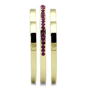 TK863 - IP Gold(Ion Plating) Stainless Steel Ring with Top Grade Crystal  in Fuchsia