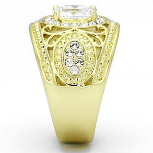 TK868 - IP Gold(Ion Plating) Stainless Steel Ring with AAA Grade CZ  in Clear