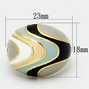 TK870 - IP Gold(Ion Plating) Stainless Steel Ring with Epoxy  in Multi Color