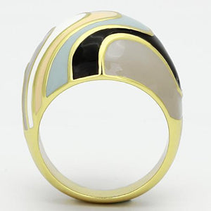 TK870 - IP Gold(Ion Plating) Stainless Steel Ring with Epoxy  in Multi Color