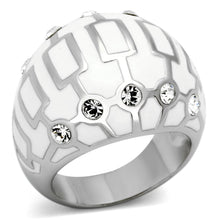 Load image into Gallery viewer, TK871 - High polished (no plating) Stainless Steel Ring with Top Grade Crystal  in Clear