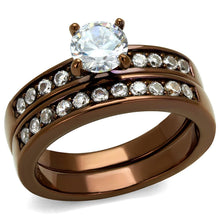 Load image into Gallery viewer, TK8X003LC - IP Coffee light Stainless Steel Ring with AAA Grade CZ  in Clear