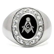 Load image into Gallery viewer, TK8X023 - High polished (no plating) Stainless Steel Ring with Top Grade Crystal  in Clear