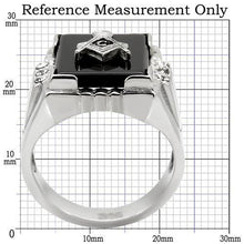 Load image into Gallery viewer, TK8X027 - High polished (no plating) Stainless Steel Ring with Semi-Precious Agate in Jet