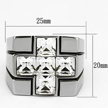 Load image into Gallery viewer, TK919 - High polished (no plating) Stainless Steel Ring with Top Grade Crystal  in Clear