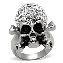 Load image into Gallery viewer, TK935 - High polished (no plating) Stainless Steel Ring with Top Grade Crystal  in Clear