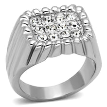 Load image into Gallery viewer, TK940 - High polished (no plating) Stainless Steel Ring with Top Grade Crystal  in Clear