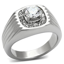 Load image into Gallery viewer, TK943 - High polished (no plating) Stainless Steel Ring with AAA Grade CZ  in Clear