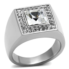 Load image into Gallery viewer, TK945 - High polished (no plating) Stainless Steel Ring with Top Grade Crystal  in Clear