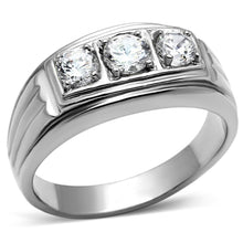 Load image into Gallery viewer, TK946 - High polished (no plating) Stainless Steel Ring with AAA Grade CZ  in Clear