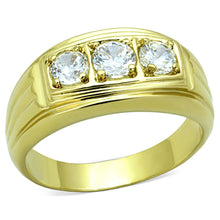 Load image into Gallery viewer, TK946G - IP Gold(Ion Plating) Stainless Steel Ring with AAA Grade CZ  in Clear