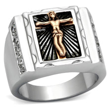 Load image into Gallery viewer, TK951 - Two-Tone IP Rose Gold Stainless Steel Ring with AAA Grade CZ  in Clear