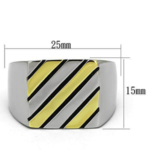 TK952 - Two-Tone IP Gold (Ion Plating) Stainless Steel Ring with No Stone