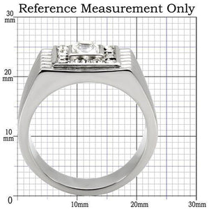 TK95312 - High polished (no plating) Stainless Steel Ring with Top Grade Crystal  in Clear