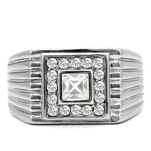 Load image into Gallery viewer, TK95312 - High polished (no plating) Stainless Steel Ring with Top Grade Crystal  in Clear