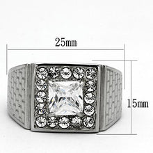 Load image into Gallery viewer, TK955 - High polished (no plating) Stainless Steel Ring with AAA Grade CZ  in Clear