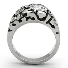 Load image into Gallery viewer, TK958 - High polished (no plating) Stainless Steel Ring with AAA Grade CZ  in Clear