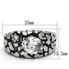 Load image into Gallery viewer, TK959 - High polished (no plating) Stainless Steel Ring with AAA Grade CZ  in Clear