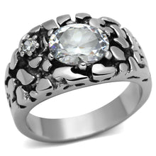 Load image into Gallery viewer, TK959 - High polished (no plating) Stainless Steel Ring with AAA Grade CZ  in Clear