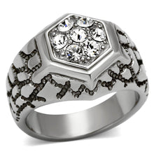 Load image into Gallery viewer, TK960 - High polished (no plating) Stainless Steel Ring with Top Grade Crystal  in Clear